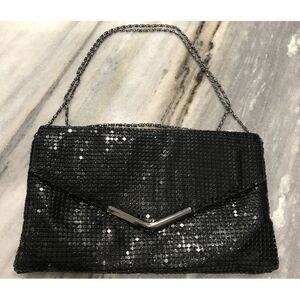 VINTAGE 1940s 50s‎ WEST GERMAN Black  METAL MESH EVENING BAG CLUTCH Purse